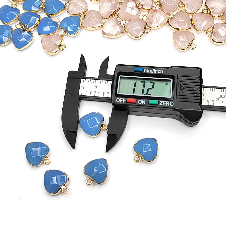 Подвеска Сердце кварц 17х14 мм, покрытие Позолота, штука