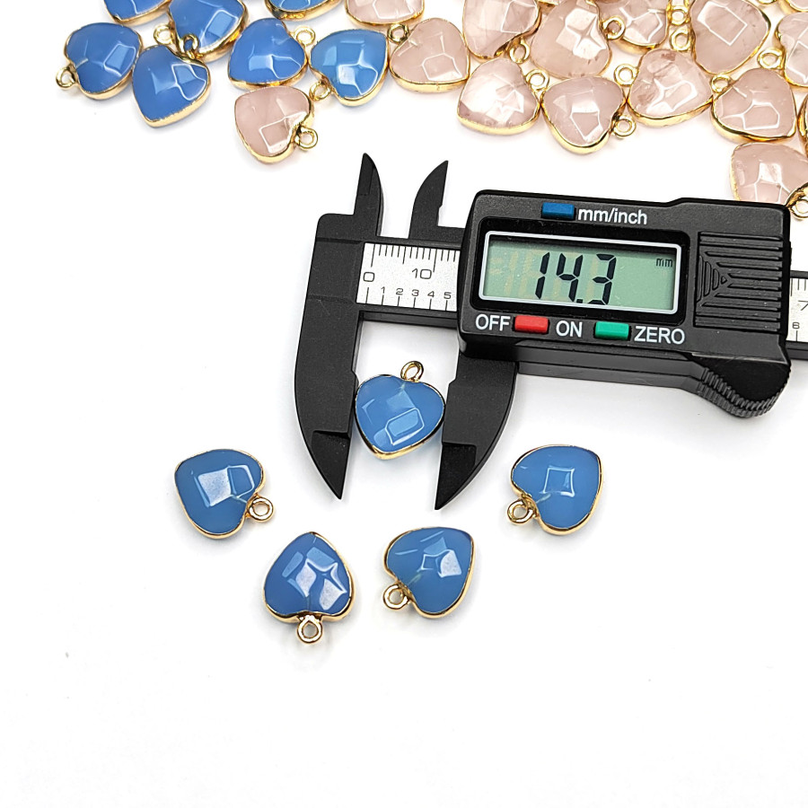 Подвеска Сердце кварц 17х14 мм, покрытие Позолота, штука