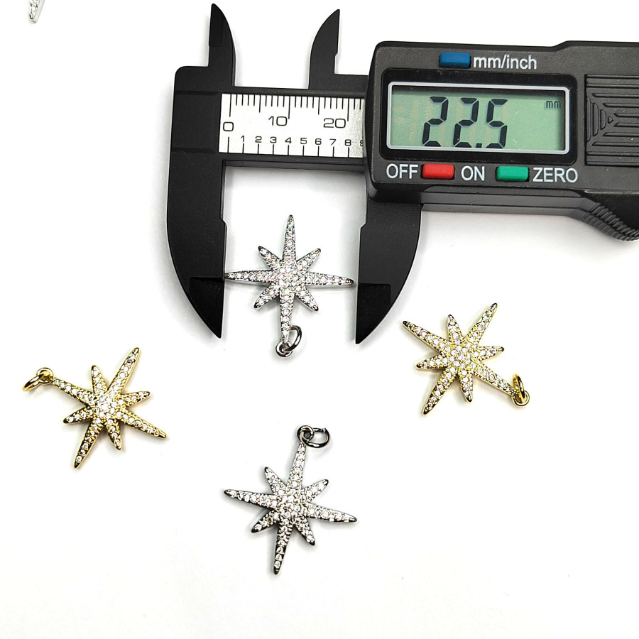 Подвеска Вифлеемская Звезда 25 мм с фианитами, штука