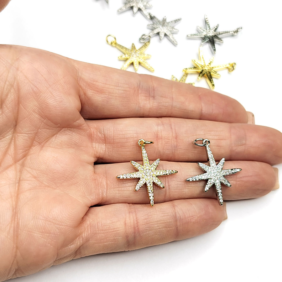 Подвеска Вифлеемская Звезда 25 мм с фианитами, штука