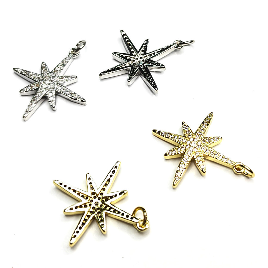 Подвеска Вифлеемская Звезда 25 мм с фианитами, штука