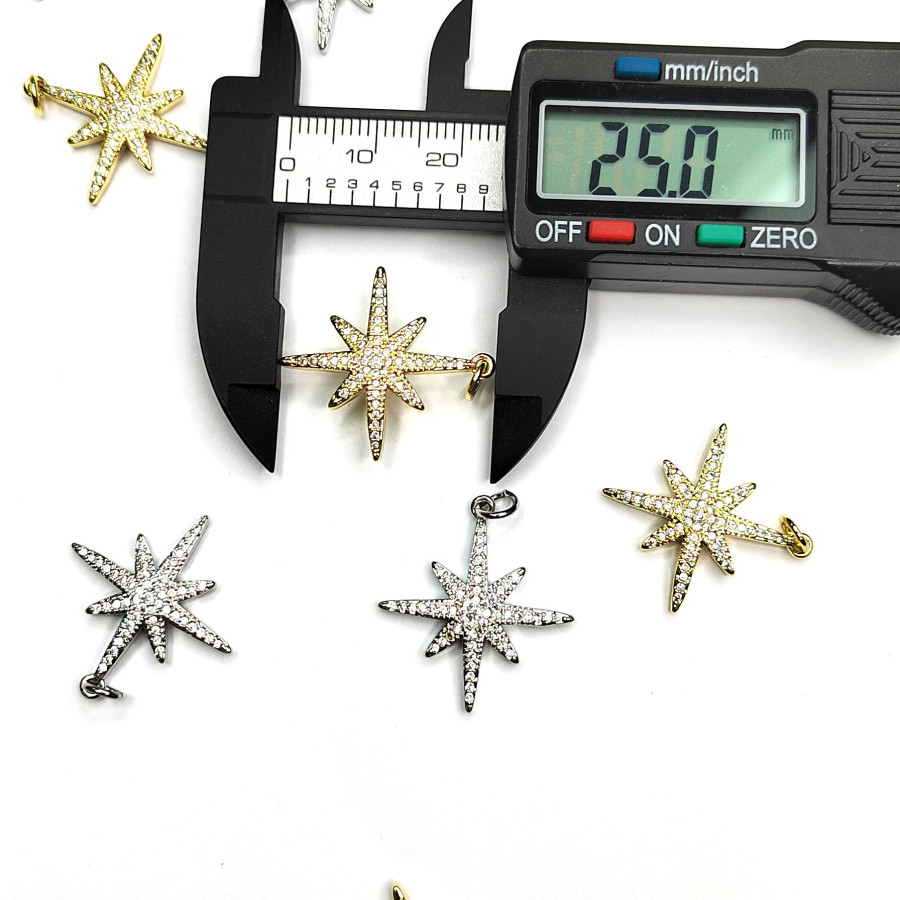 Подвеска Вифлеемская Звезда 25 мм с фианитами, штука