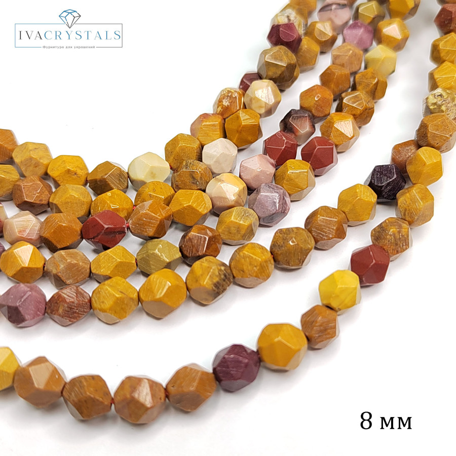 8 мм Яшма Мукаит, огранка, натуральный камень, НИТЬ 38 см