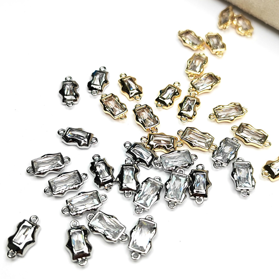 Коннектор с фианитом 13х7 мм, ШТУКА