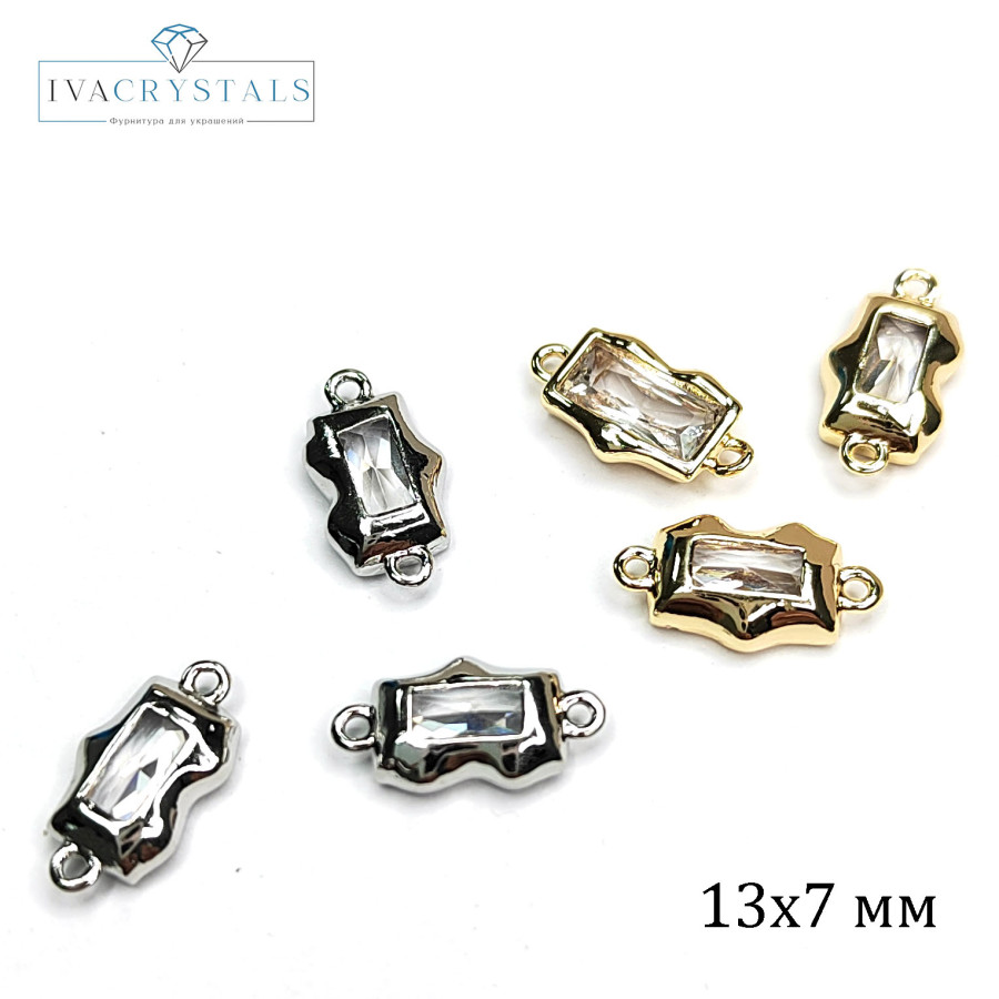 Коннектор с фианитом 13х7 мм, ШТУКА