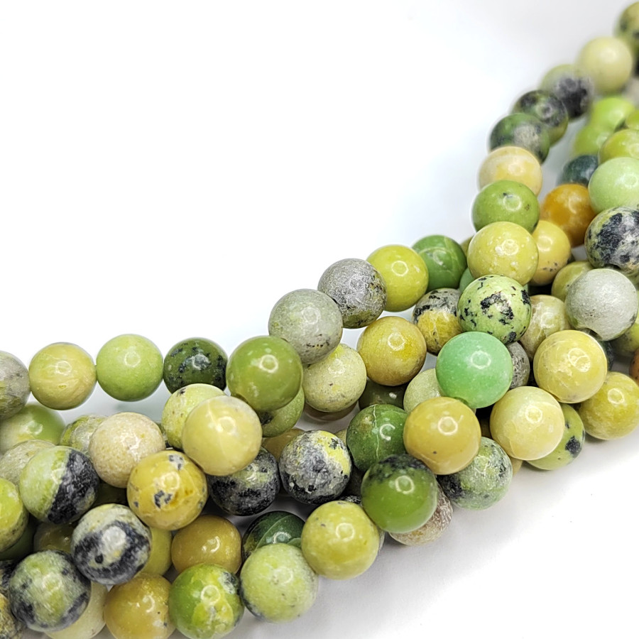 6,5 мм Хризопраз натуральный, гладкий шар, нить 38-39 см