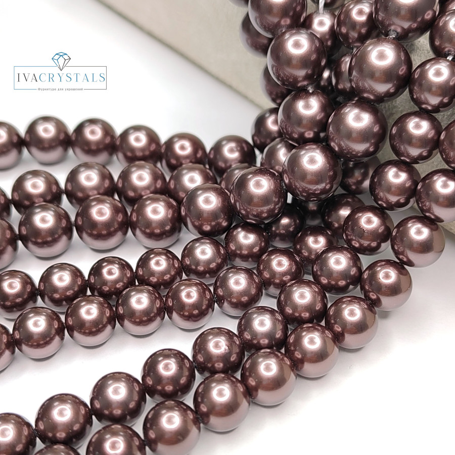 Жемчуг майорка LUX, цвет шоколадный, нить 40 см