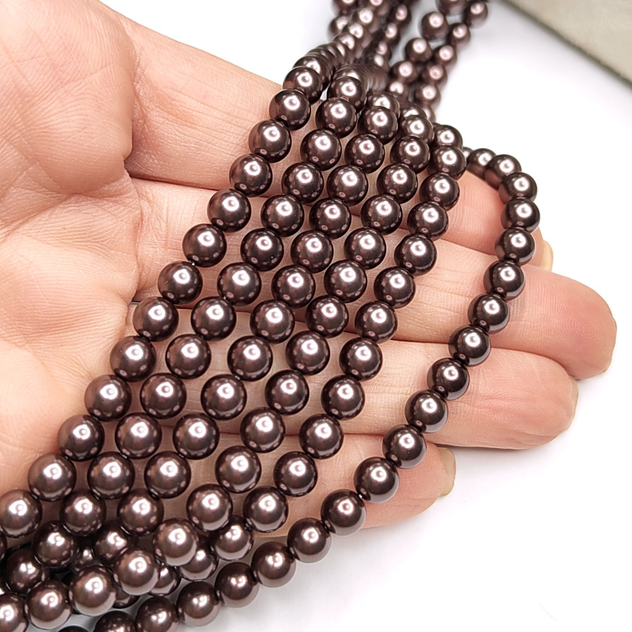 Жемчуг майорка LUX, цвет шоколадный, нить 40 см