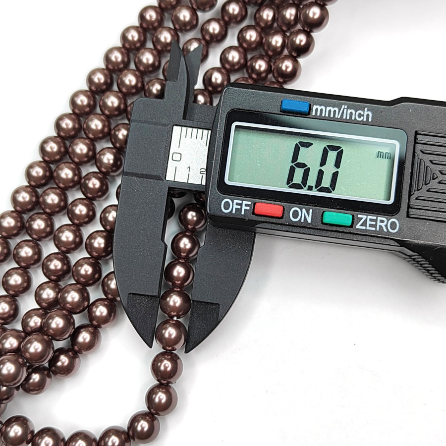 Жемчуг майорка LUX, цвет шоколадный, нить 40 см 6 мм