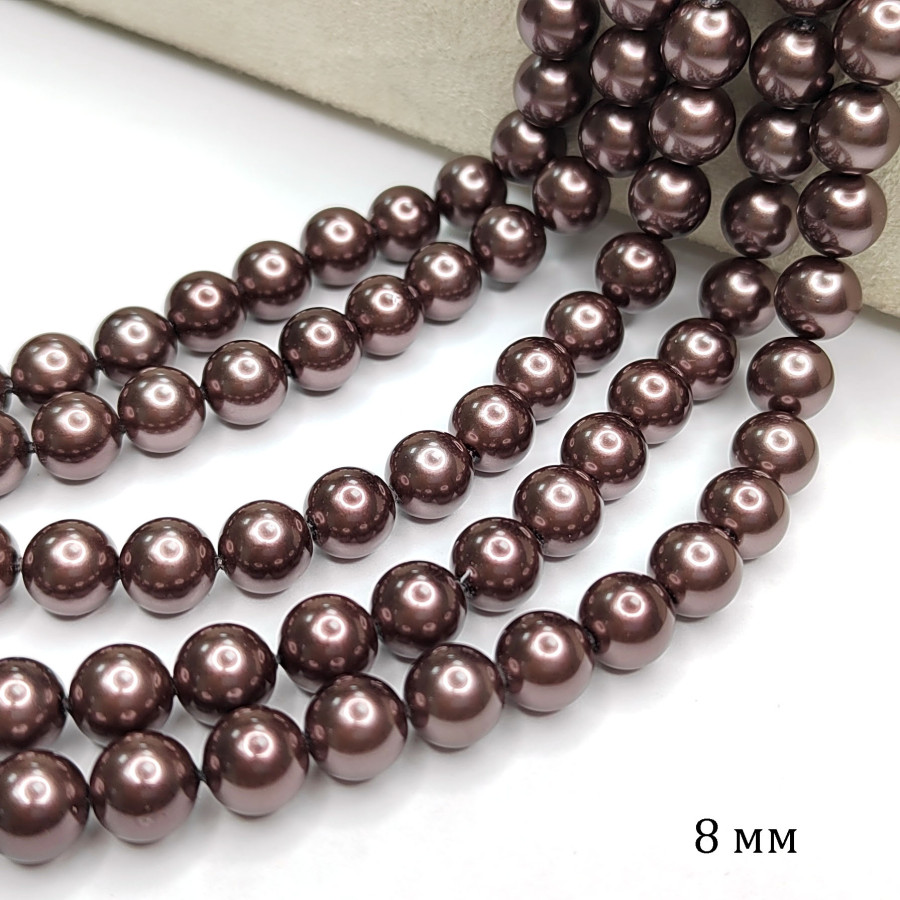 Жемчуг майорка LUX, цвет шоколадный, нить 40 см