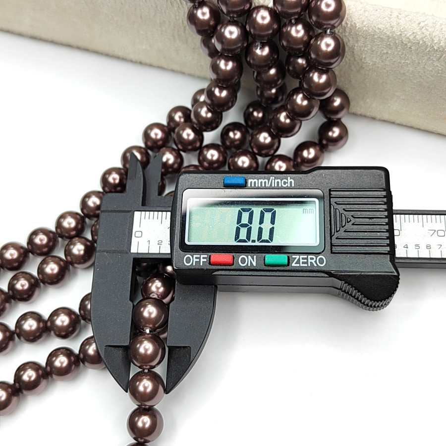 Жемчуг майорка LUX, цвет шоколадный, нить 40 см 8 мм