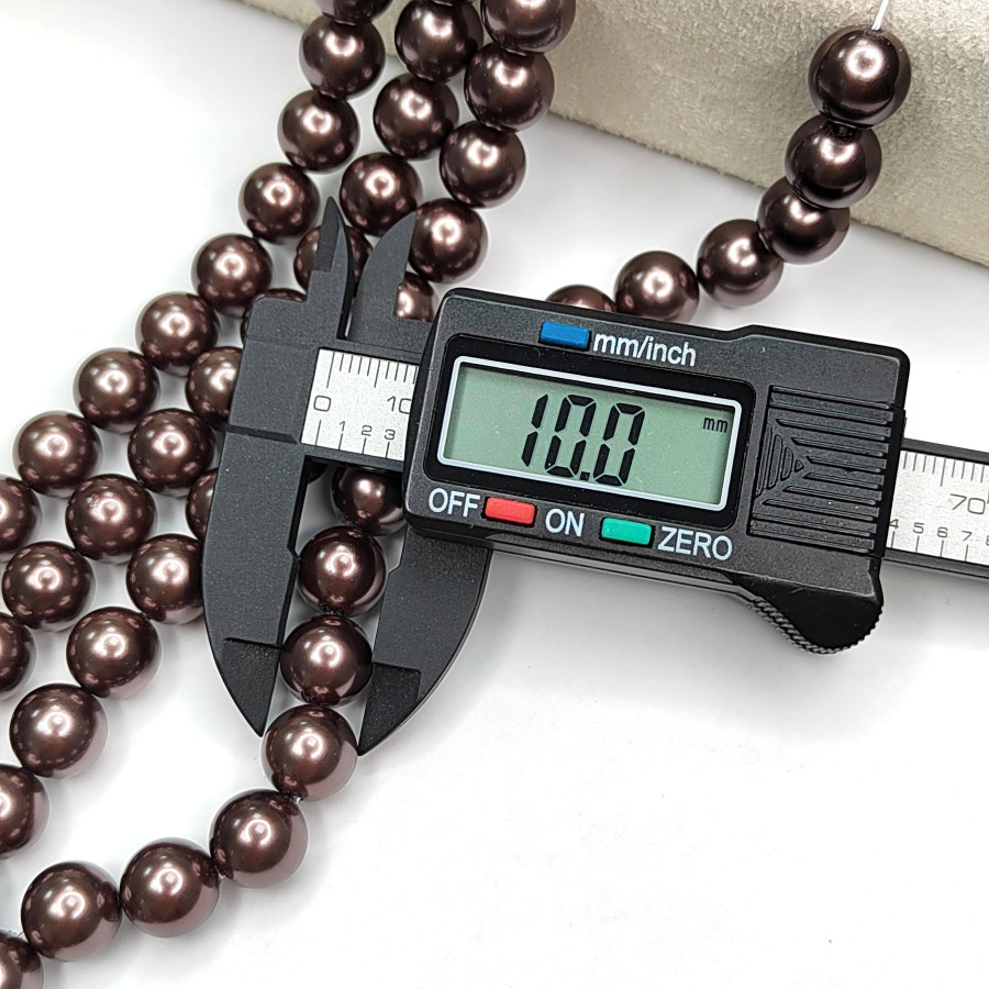 Жемчуг майорка LUX, цвет шоколадный, нить 40 см 10 мм