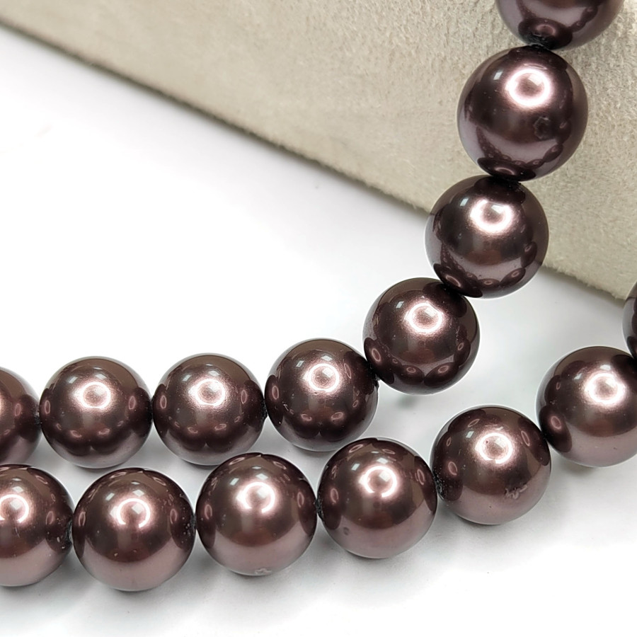 Жемчуг майорка LUX, цвет шоколадный, нить 40 см