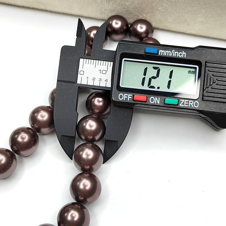 Жемчуг майорка LUX, цвет шоколадный, нить 40 см 12 мм