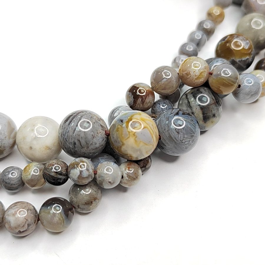 Агат бамбуковый натуральный, НИТЬ 39-40 см