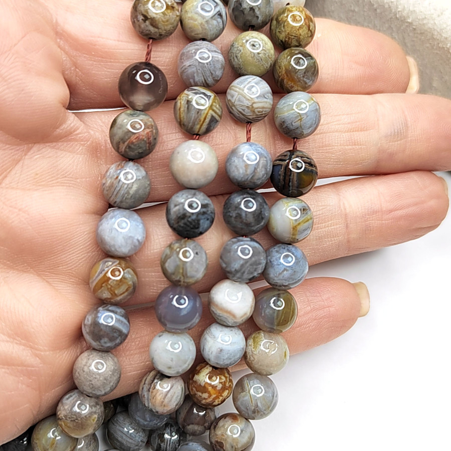 Агат бамбуковый натуральный, НИТЬ 39-40 см