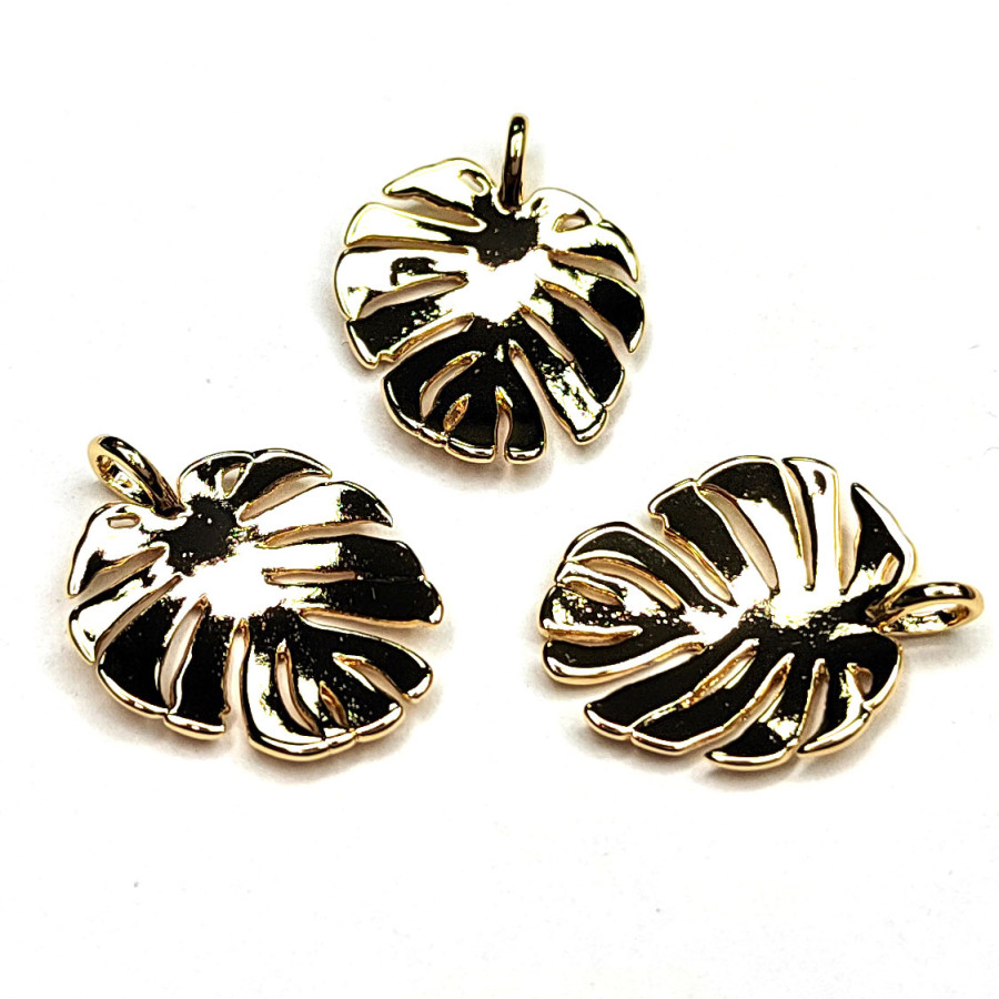 Подвеска Лист монстеры глянцевый 18х14 мм, штука