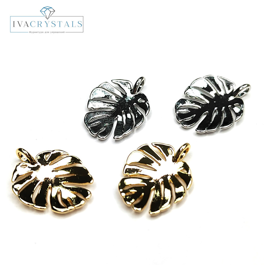 Подвеска Лист монстеры глянцевый 18х14 мм, штука