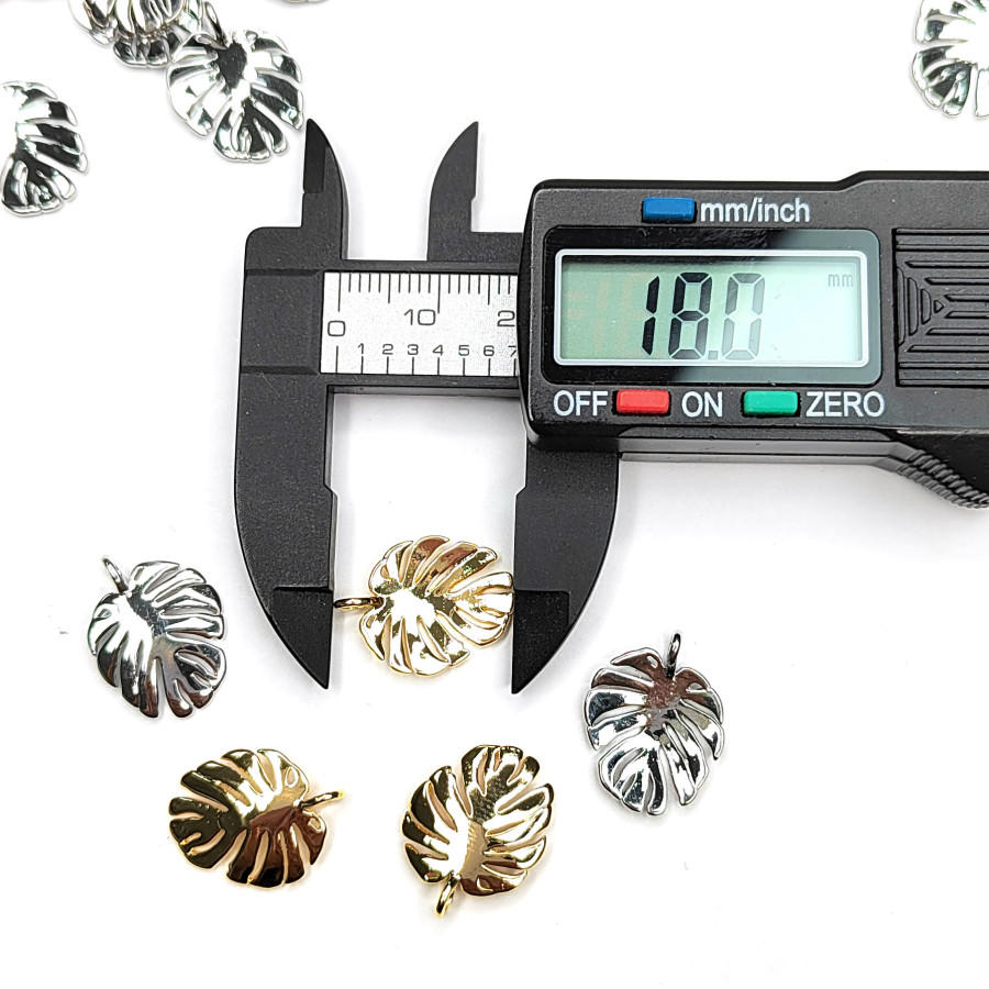 Подвеска Лист монстеры глянцевый 18х14 мм, штука