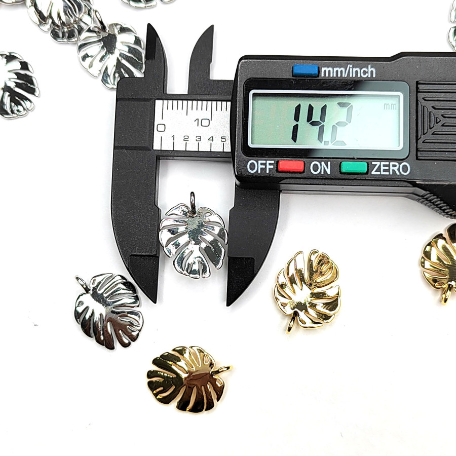 Подвеска Лист монстеры глянцевый 18х14 мм, штука