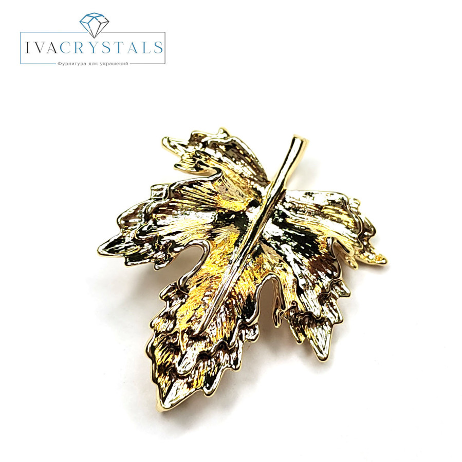 Подвеска - коннектор Лист кленовый 31х24 мм, штука покрытие Позолота