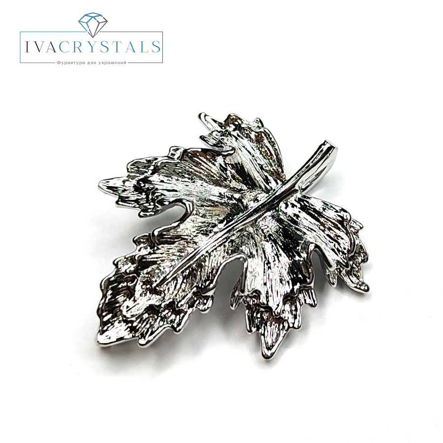 Подвеска - коннектор Лист кленовый 31х24 мм, штука покрытие Родий