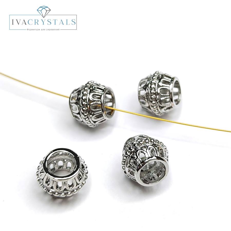 9х7,4 мм Разделительная бусина, ШТУКА покрытие Родий