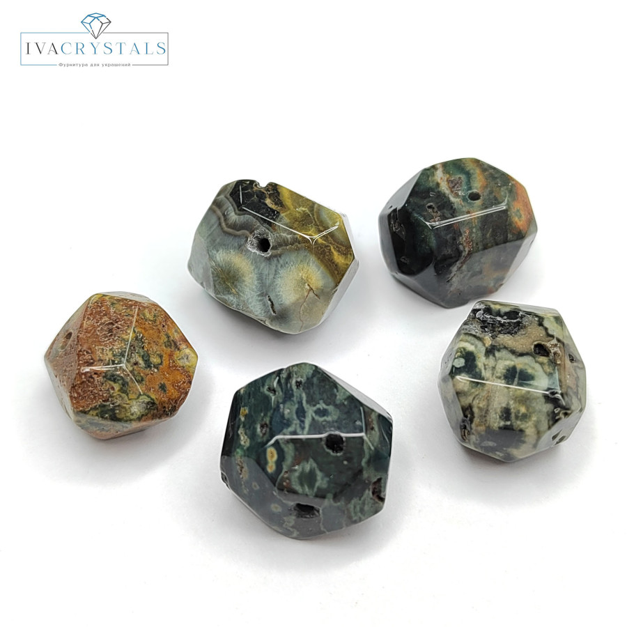 Яшма Океаническая натуральная, 20х14 мм, Фриформ, штука