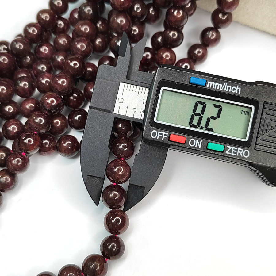 8 мм Гранат натуральный, гладкий шар, НИТЬ 39 см