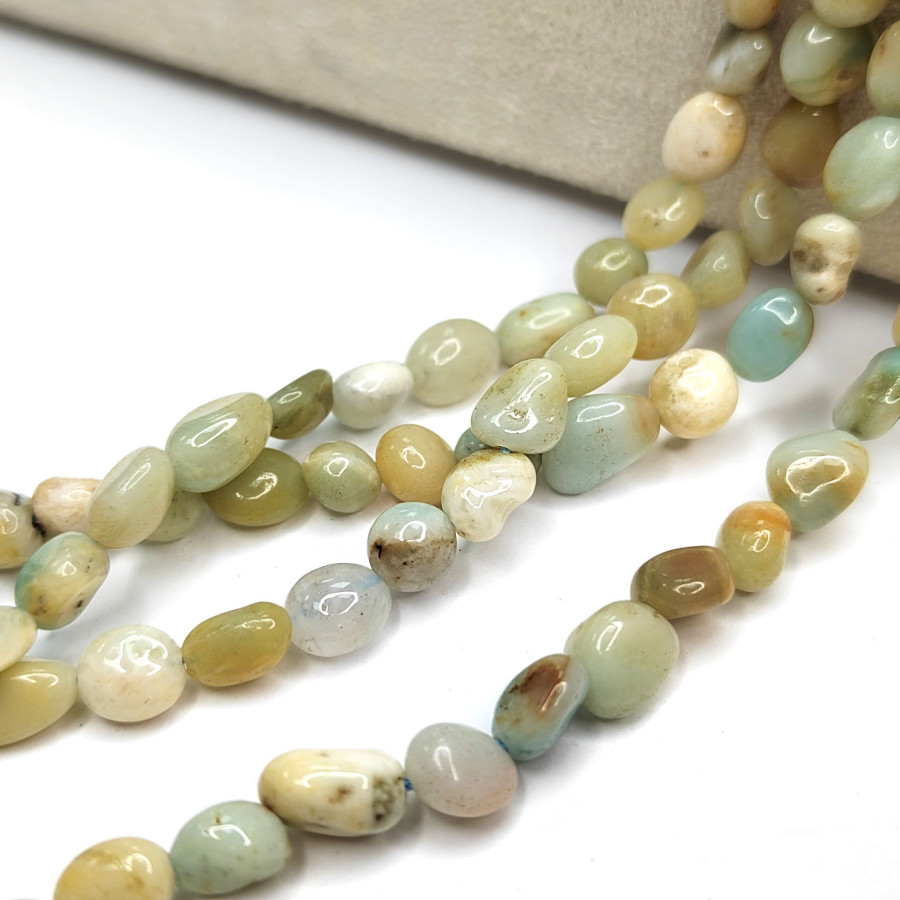 5х7 мм Амазонит натуральный, галтовка, НИТЬ 40 см
