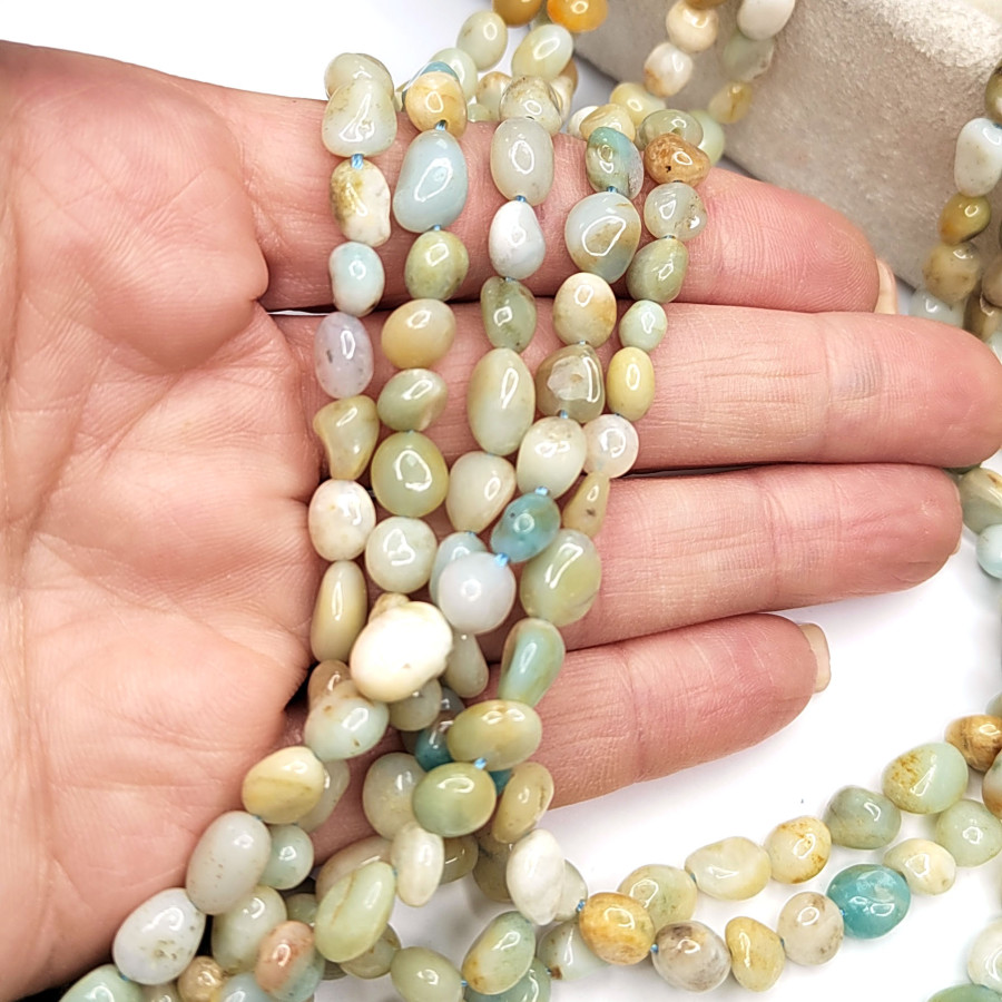 5х7 мм Амазонит натуральный, галтовка, НИТЬ 40 см