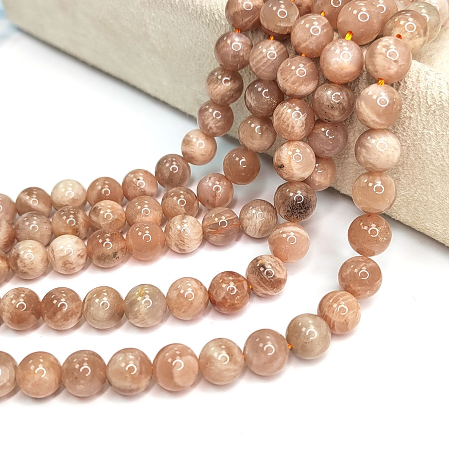 8,5 мм Солнечный камень Гелиолит, нить 39 см