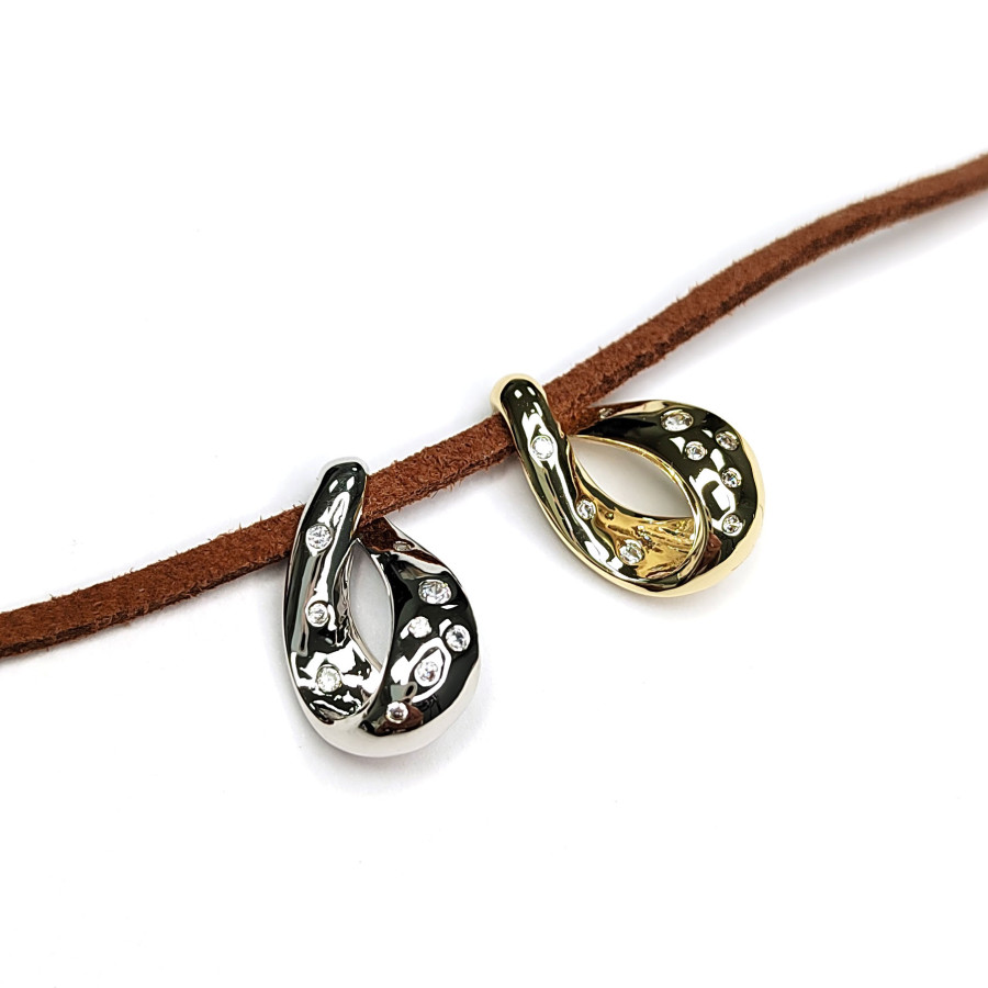 Подвеска изогнутая 20х12 мм с фианитами, штука