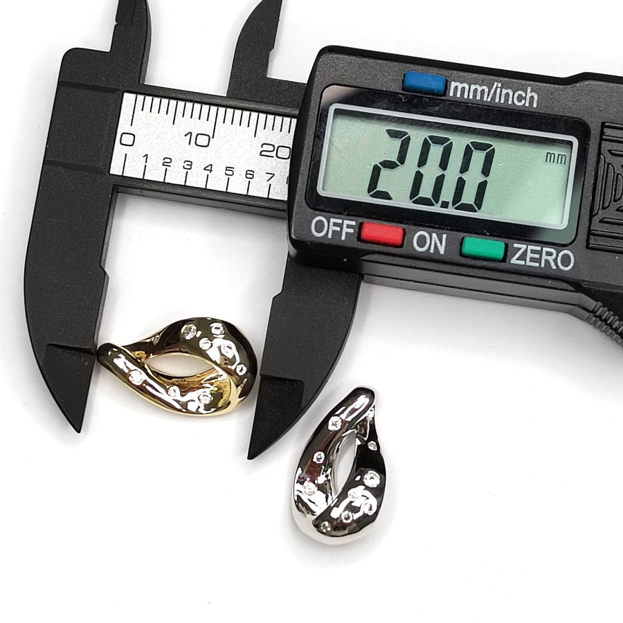 Подвеска изогнутая 20х12 мм с фианитами, штука