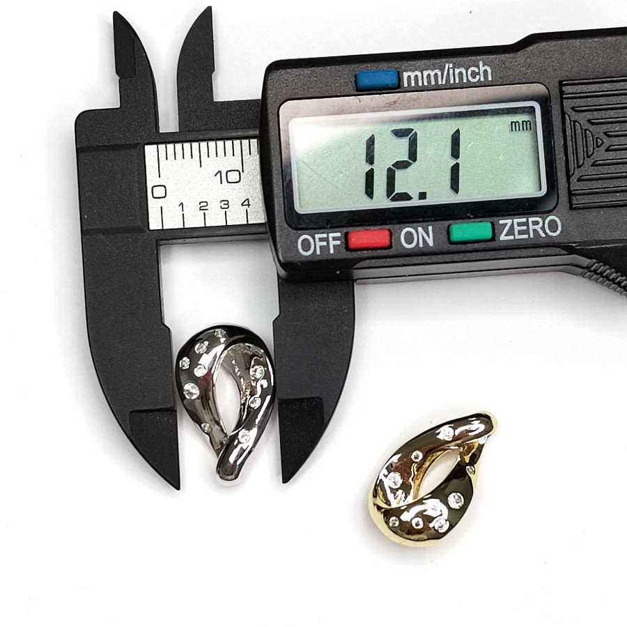 Подвеска изогнутая 20х12 мм с фианитами, штука