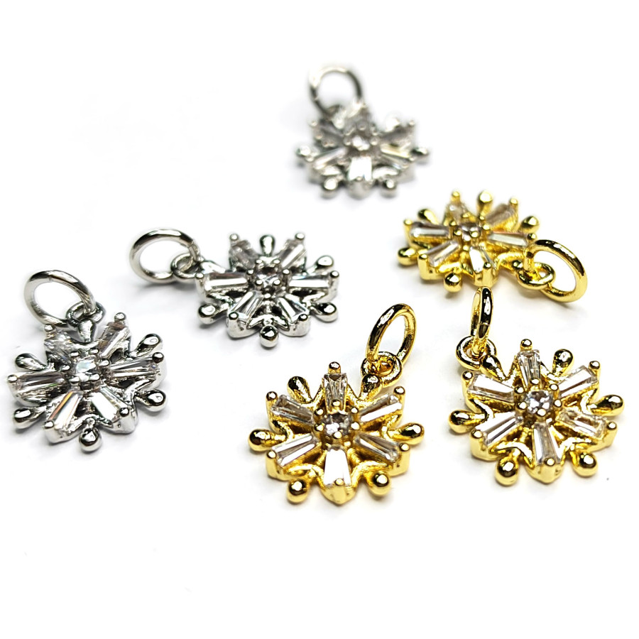 Подвеска Цветок 13х10 мм с фианитами, штука