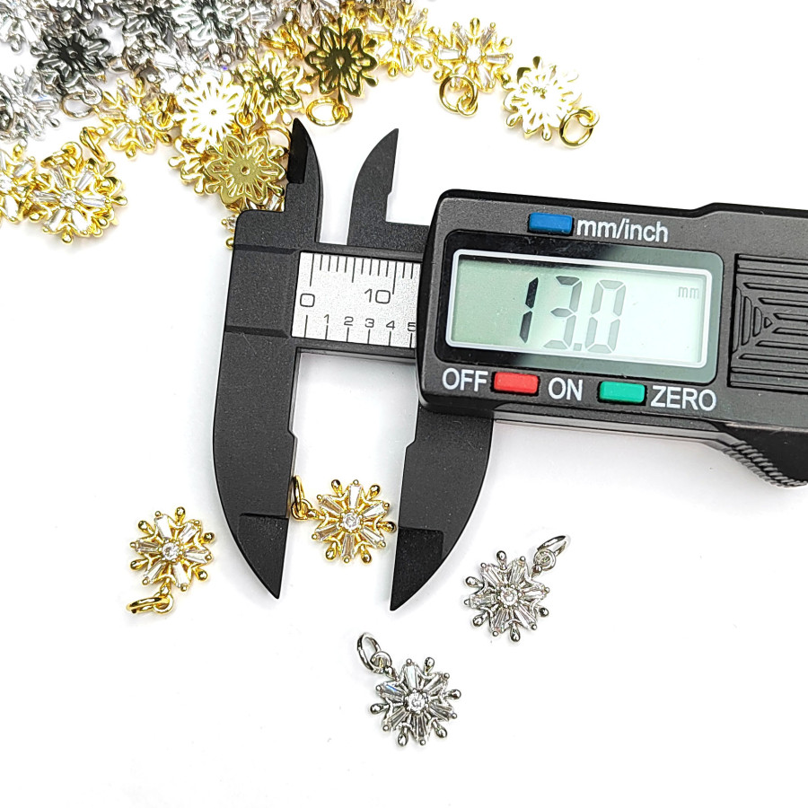 Подвеска Цветок 13х10 мм с фианитами, штука