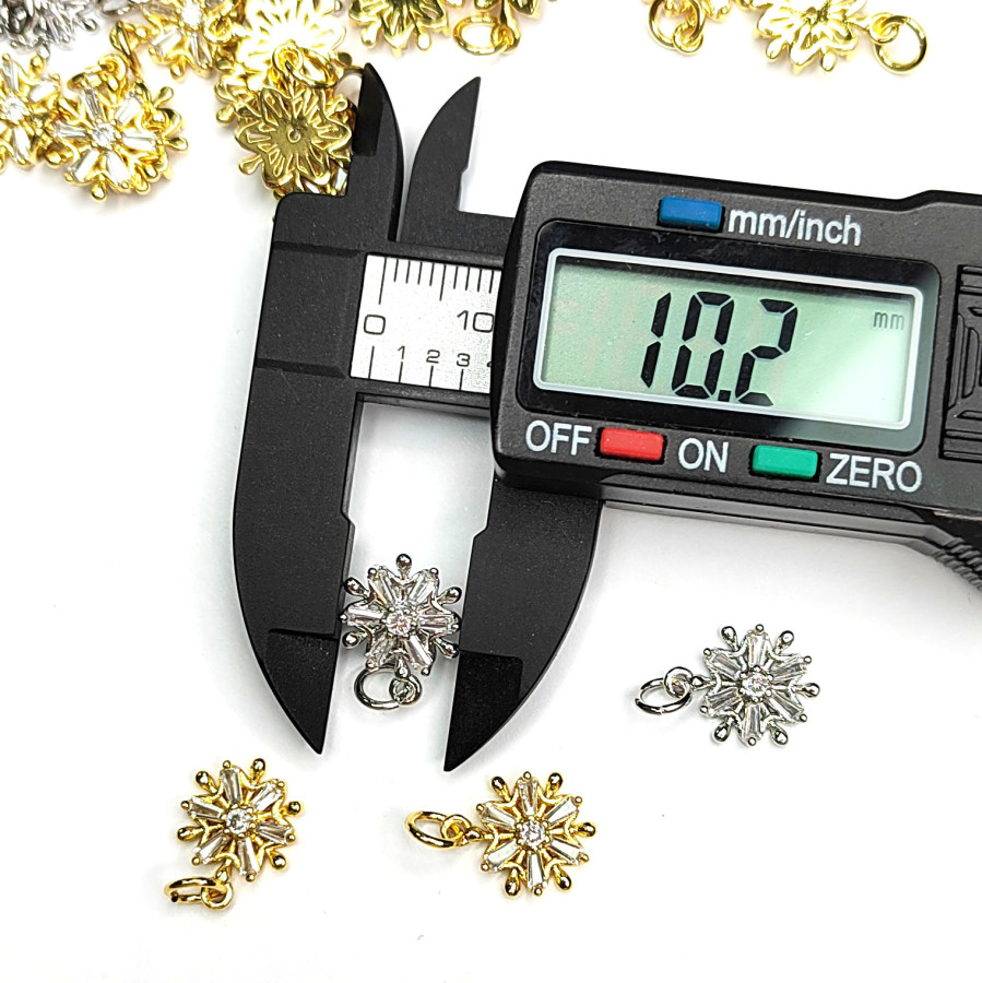 Подвеска Цветок 13х10 мм с фианитами, штука