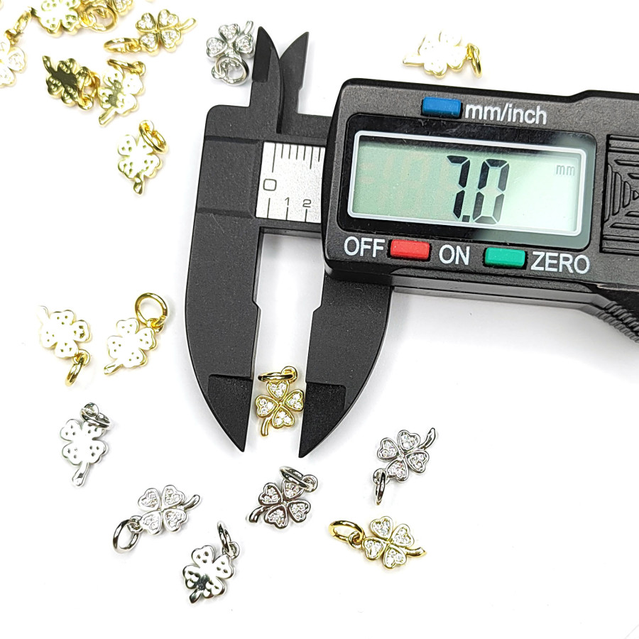 Подвеска Клевер 11х7 мм с фианитами, штука