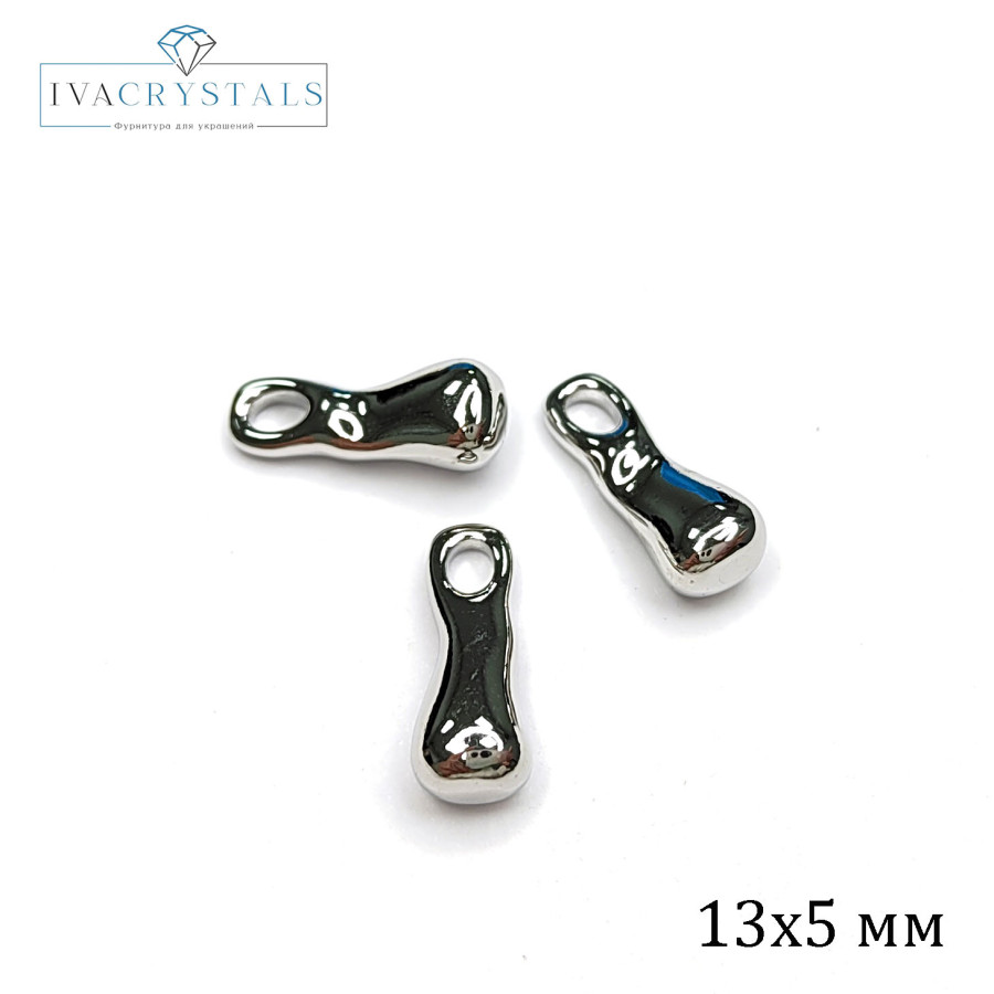 Маленькая подвеска палочка 13х5 мм, ШТУКА покрытие Родий