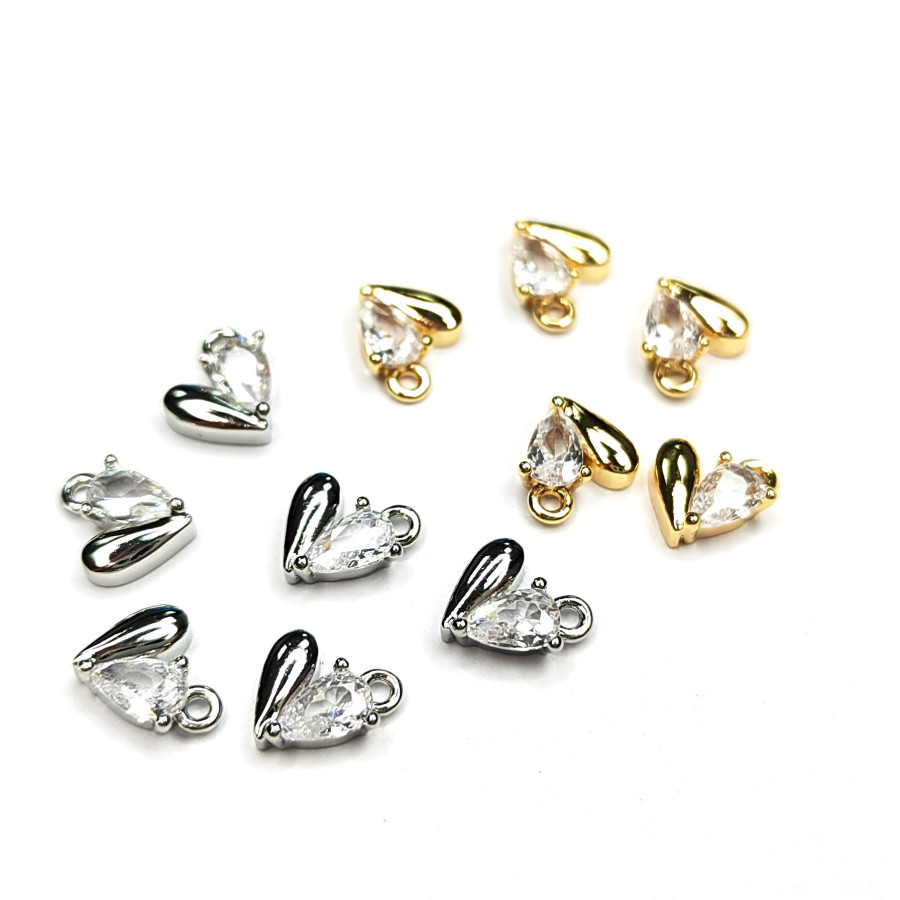 Маленькая подвеска Сердце 5 мм с фианитом, штука