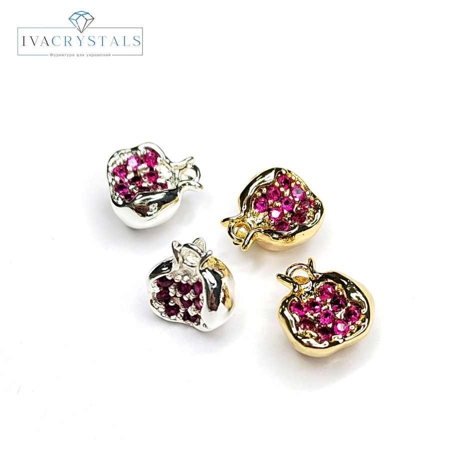 Подвеска Гранат 10 мм с красными фианитами, штука