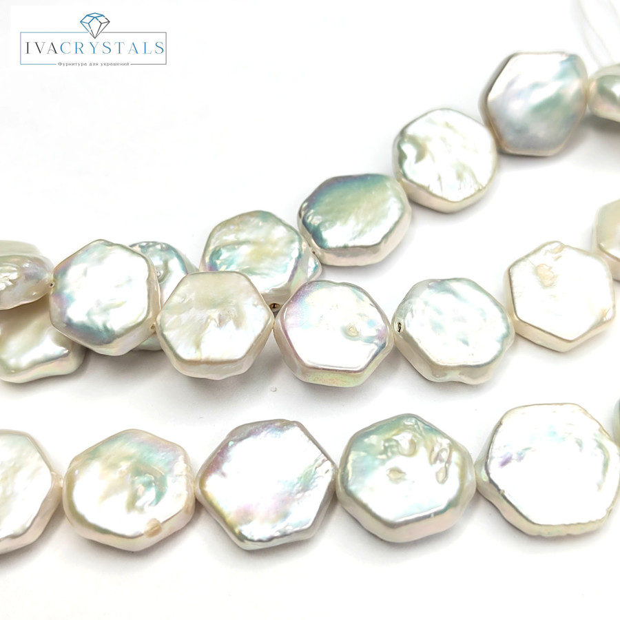 Жемчуг натуральный Кеши 12,5 мм в форме шестигранника, культивированный