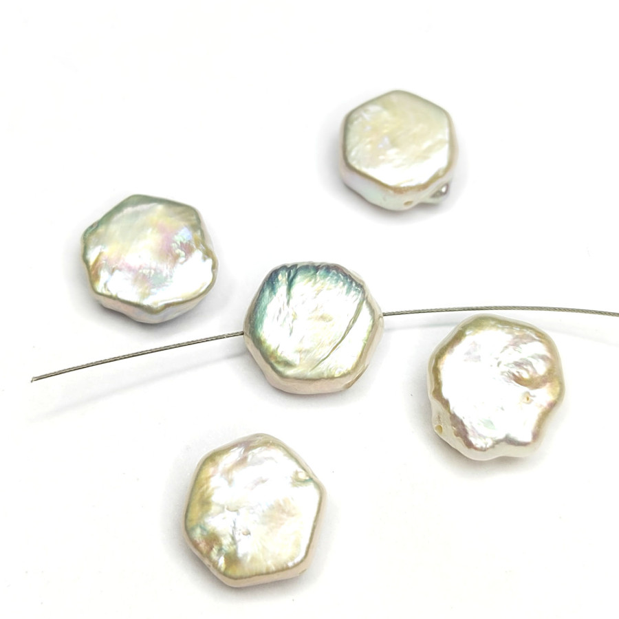 Жемчуг натуральный Кеши 12,5 мм в форме шестигранника, культивированный