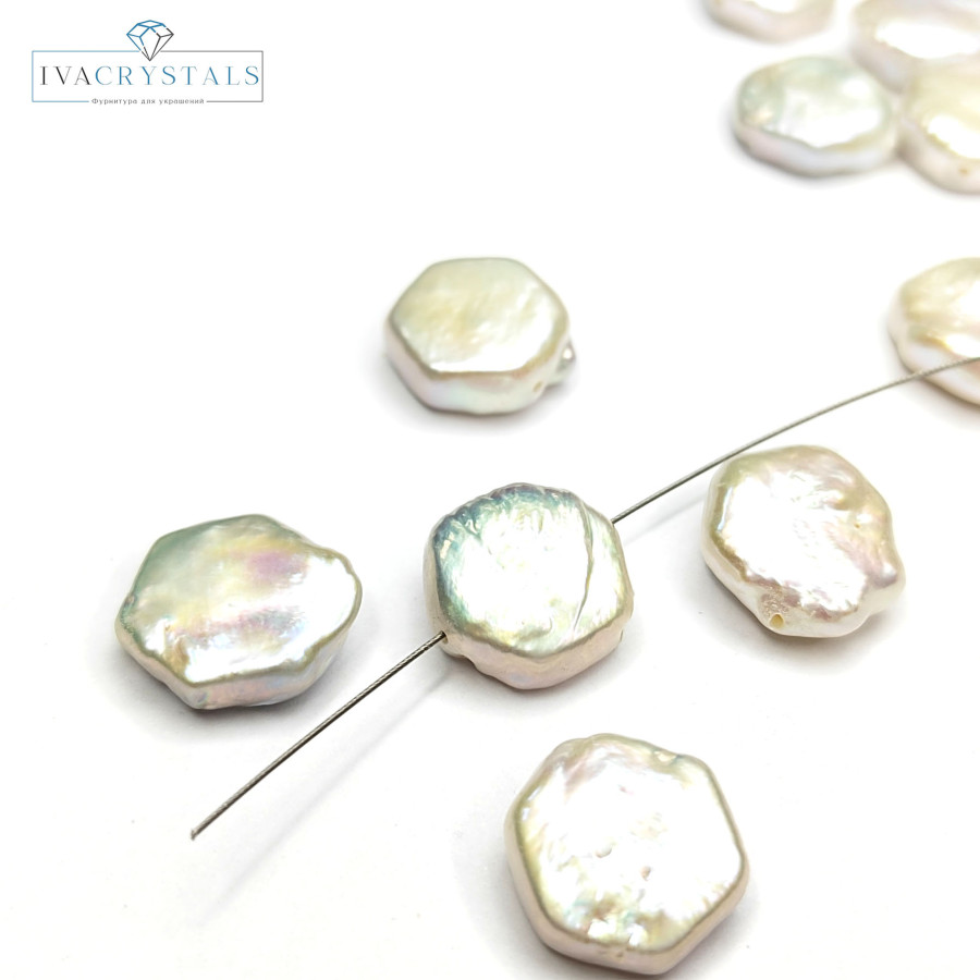 Жемчуг натуральный Кеши 12,5 мм в форме шестигранника, культивированный