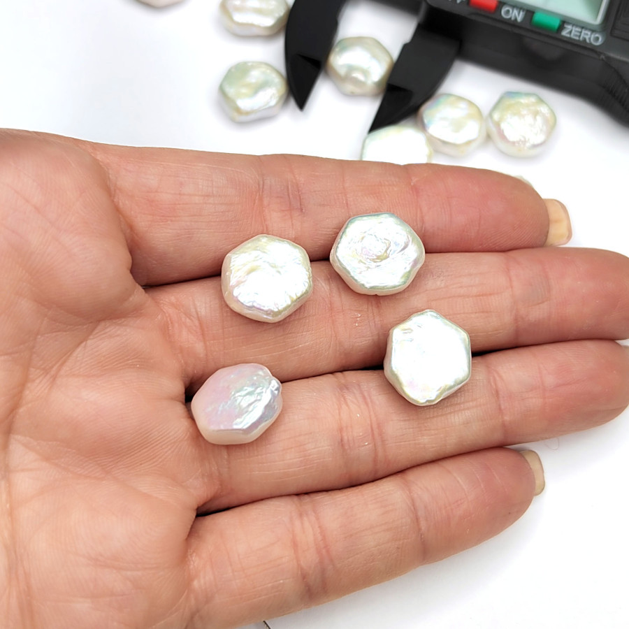 Жемчуг натуральный Кеши 12,5 мм в форме шестигранника, культивированный