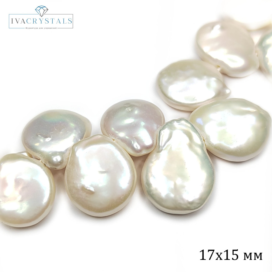 Жемчуг натуральный Кеши 17х15 мм, культивированный