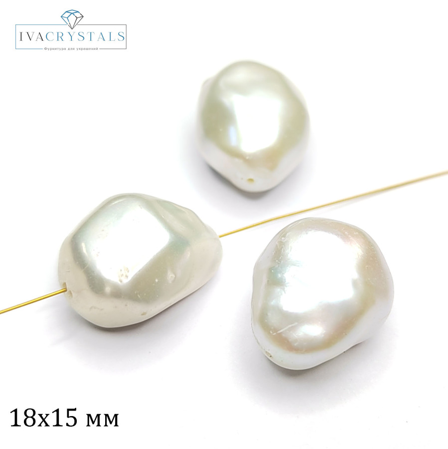 Жемчуг натуральный Кеши 18х15 мм, культивированный, штука