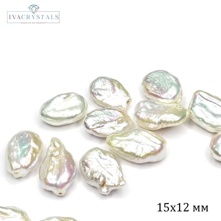 Жемчуг натуральный Кеши 15х12 мм, форма жемчуга Оливка, культивированный жемчуг Штука