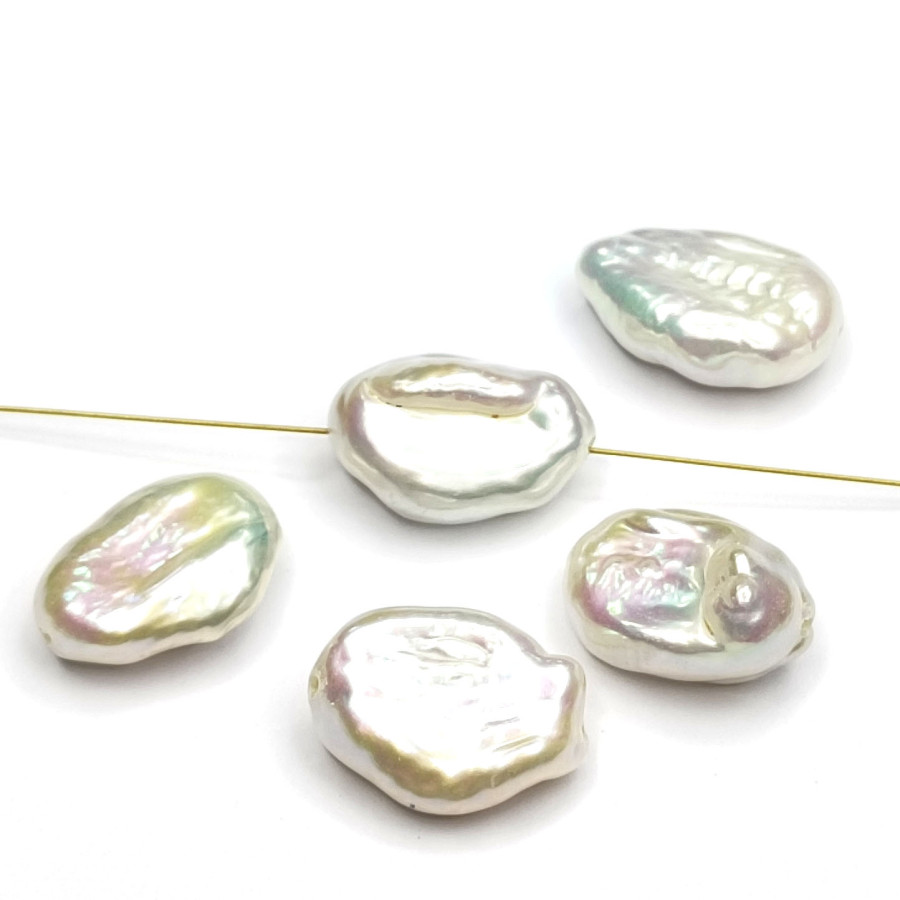 Жемчуг натуральный Кеши 15х12 мм, форма жемчуга Оливка, культивированный жемчуг